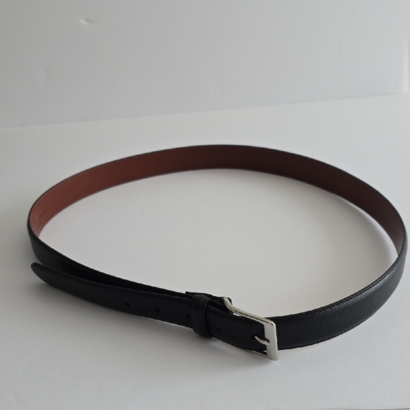 Coach Men's Embossed Cowhide Leather Black Belt Solid Silver Buckle Size 40 - Picture 1 of 11